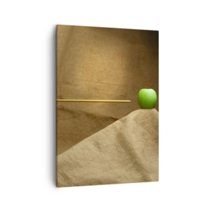 Cuadro sobre lienzo - Impresión de Imagen - Manzana verde sobre tela con una flecha creando una composición - 50x70cm - Evocar el espíritu de Wilhelm Tell - Decoración de pared moderna para salón y dormitorio ARTTOR