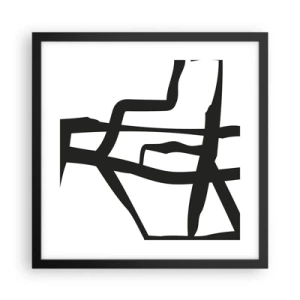 Póster en marco negro - Construcción en blanco y negro - 40x40 cm