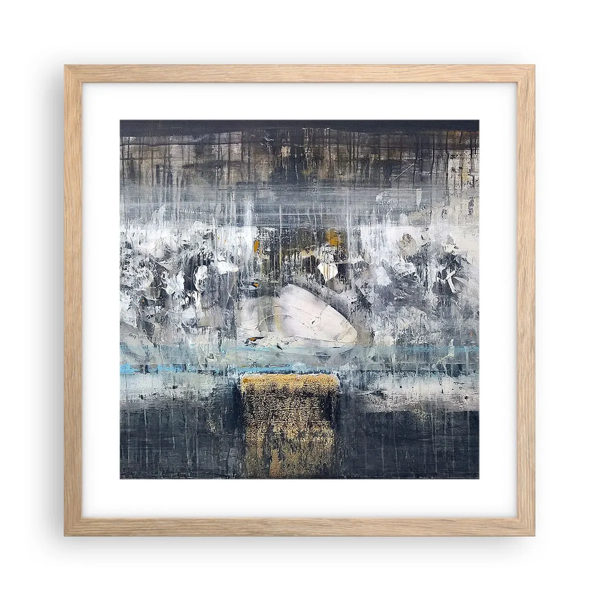 Póster en marco roble claro - Hielo abstracto - 40x40 cm