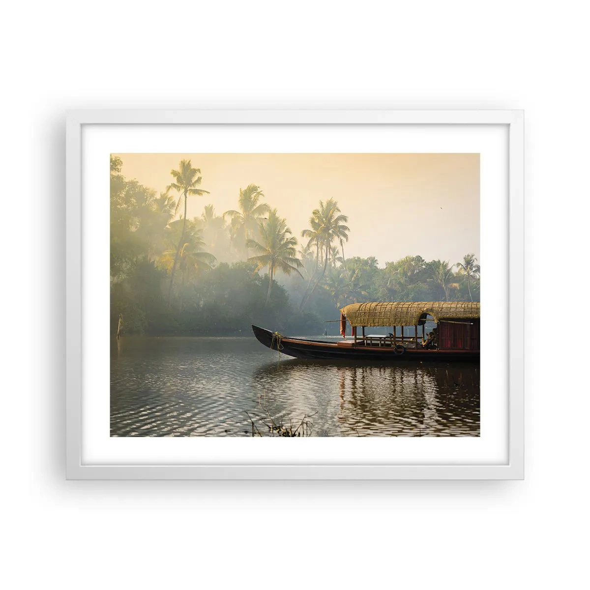 Póster en marco blanco - Casa en el río - 50x40 cm