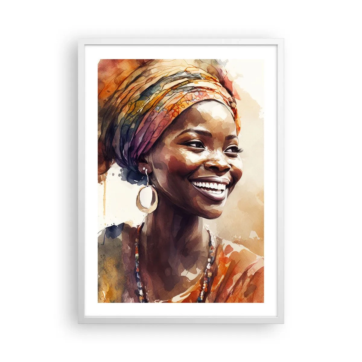 Póster en marco blanco - Reina africana - 50x70 cm