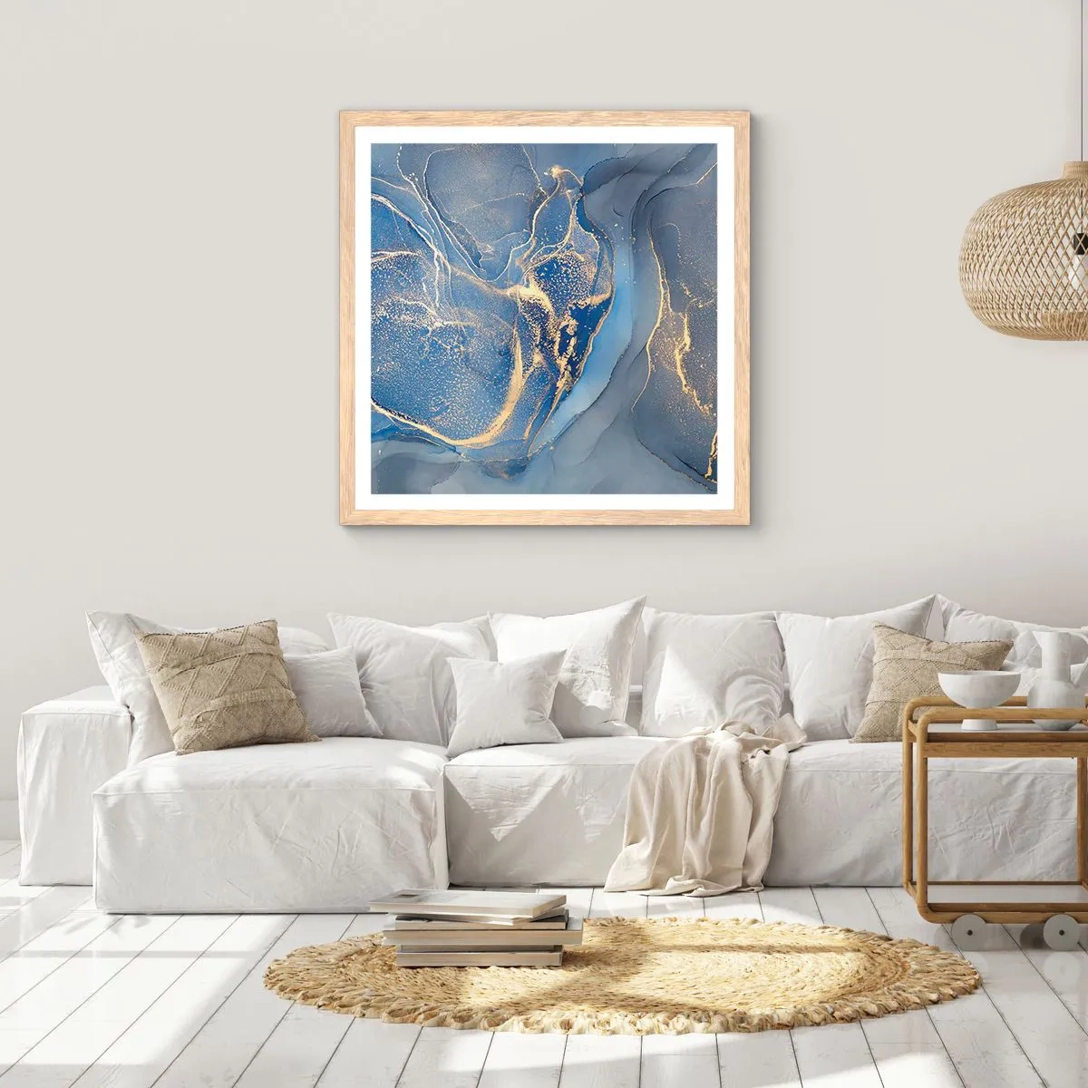 Póster en marco roble claro - Polvo de oro - 30x30 cm