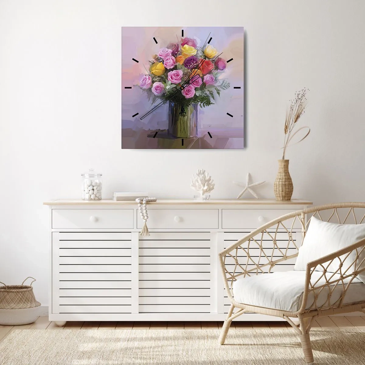 Reloj de pared - Reloj de vidrio - Belleza inmortalizada - 30x30 cm