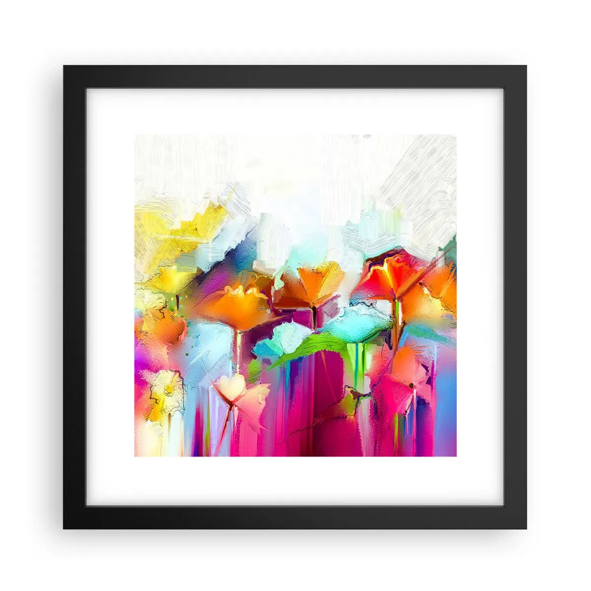 Póster en marco negro - Un arco iris ha florecido - 30x30 cm