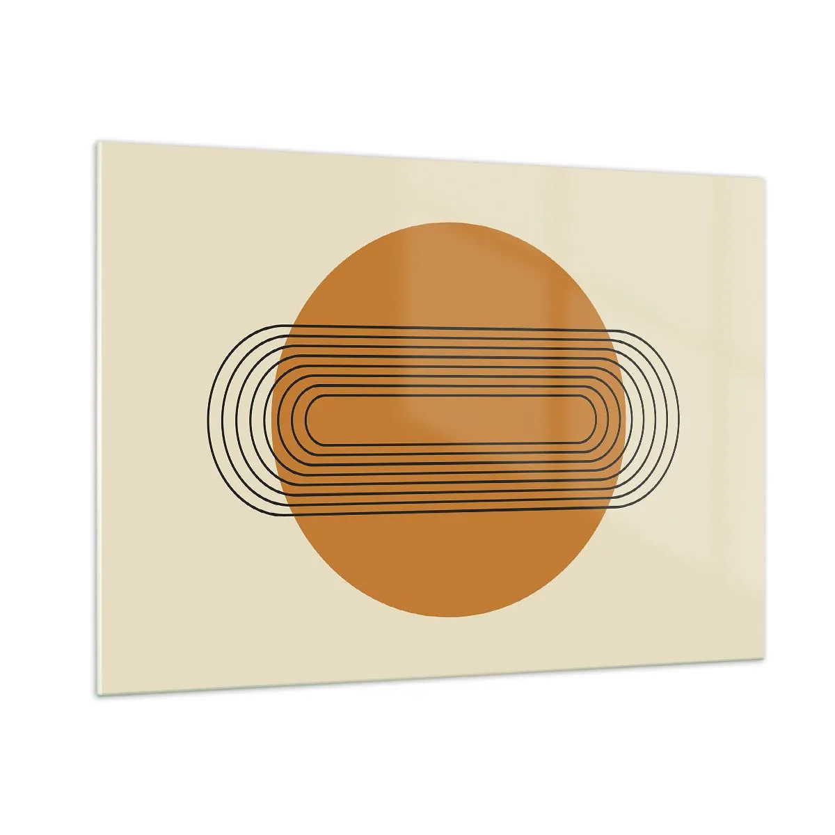 Cuadro sobre vidrio - Impresiones sobre Vidrio - Abstracción geométrica con círculos y líneas. - 100x70cm - El plan perfecto - Decoración de pared moderna para salón y dormitorio ARTTOR