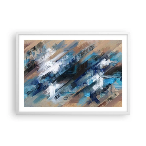 Póster en marco blanco - En una inclinación azul - 70x50 cm