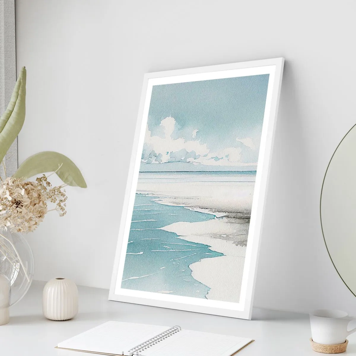 Póster en marco blanco - Suave marea otoñal - 50x70 cm