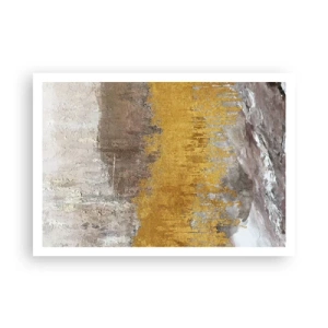 Póster - Patrón abstracto dorado y beige - 100x70cm - Una ráfaga dorada - Decoración de pared moderna para salón y dormitorio ARTTOR
