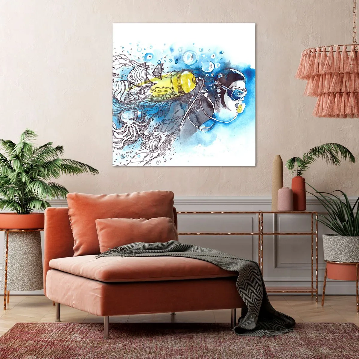 Cuadro sobre lienzo - Impresión de Imagen - Sumergirse en lo desconocido - 60x60 cm