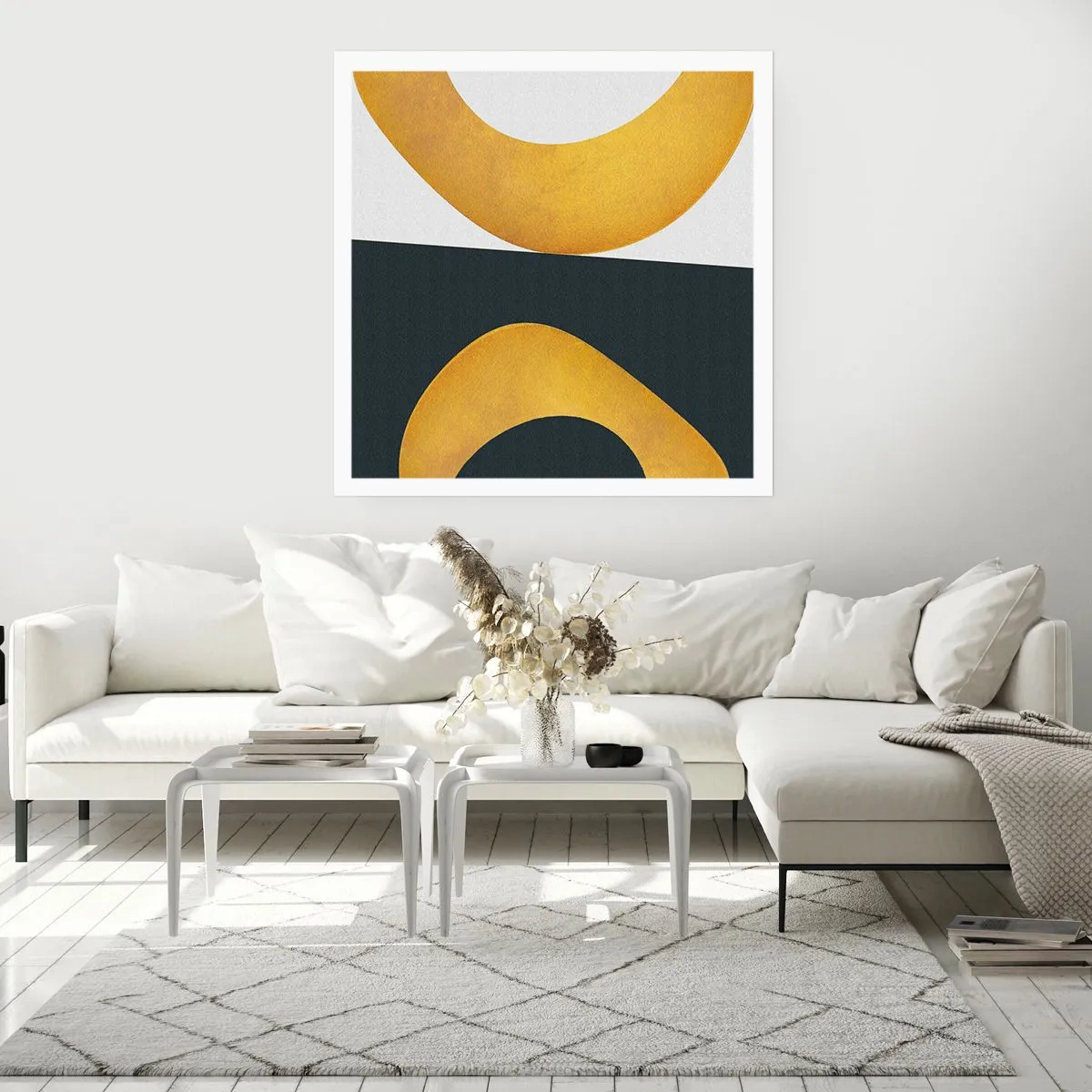 Póster - Blanco, negro, dorado - 40x40 cm