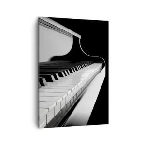 Cuadro sobre lienzo - Impresión de Imagen - Teclas de piano en una elegante fotografía en blanco y negro - 50x70cm - Armonía musical - Decoración de pared moderna para salón y dormitorio ARTTOR