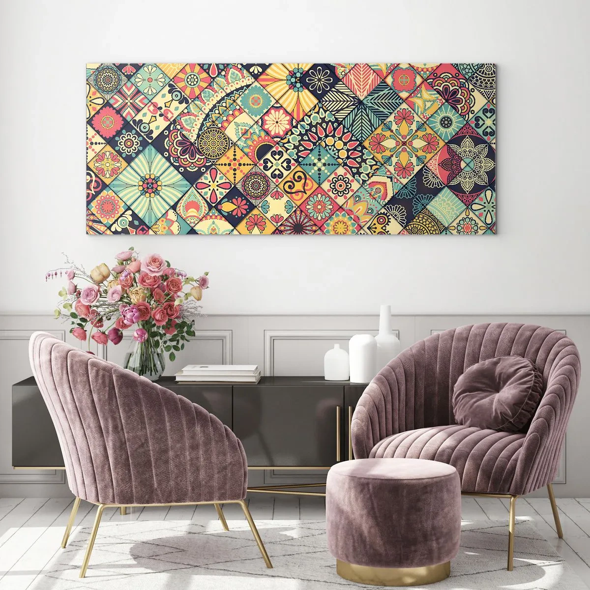 Cuadro sobre vidrio - Impresiones sobre Vidrio - Clima marroquí - 100x40 cm