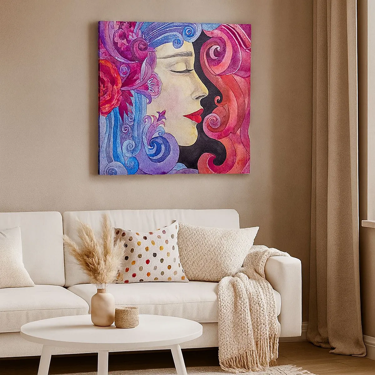 Cuadro sobre lienzo - Impresión de Imagen - Inspiración en rojo y violeta - 30x30 cm