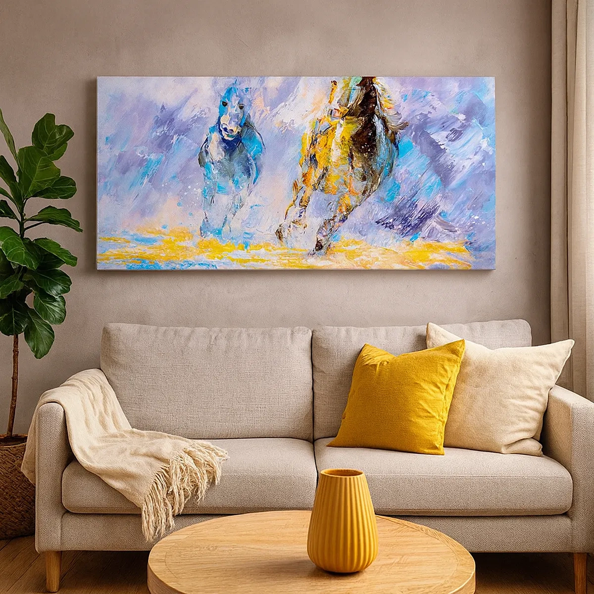 Cuadro sobre lienzo - Impresión de Imagen - Galopando a través del resplandor - 30x30 cm