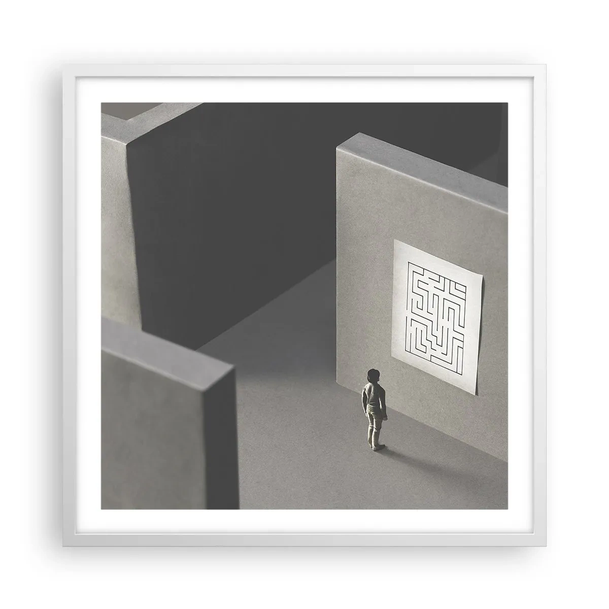 Póster en marco blanco - ¿Pero dónde estoy? - 60x60 cm