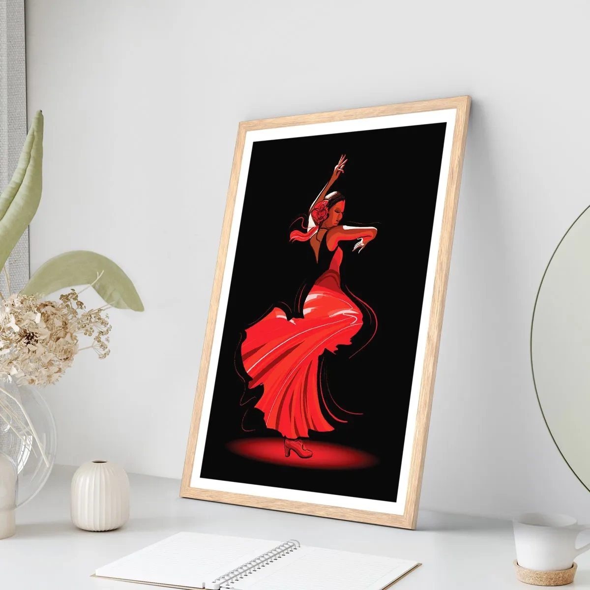 Póster en marco roble claro - El espíritu ardiente del flamenco - 40x50 cm