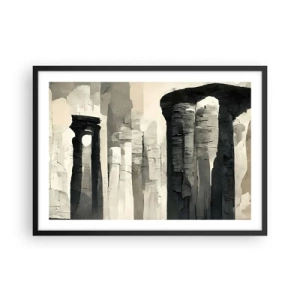 Póster en marco negro - Columnas históricas en un entorno monocromático atmosférico - 70x50cm - La majestuosidad de la antigüedad - Decoración de pared moderna para salón y dormitorio ARTTOR