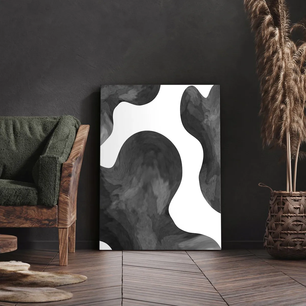 Cuadro sobre lienzo - Impresión de Imagen - El blanco fluye sobre el negro - 55x100 cm