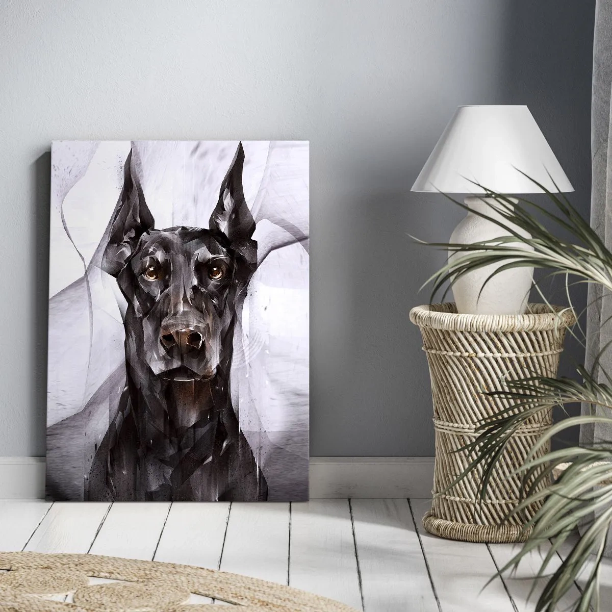 Cuadro sobre lienzo - Impresión de Imagen - Retrato abstracto de un perro en un enfoque artístico - 50x70cm - Nacido noble - Decoración de pared moderna para salón y dormitorio ARTTOR