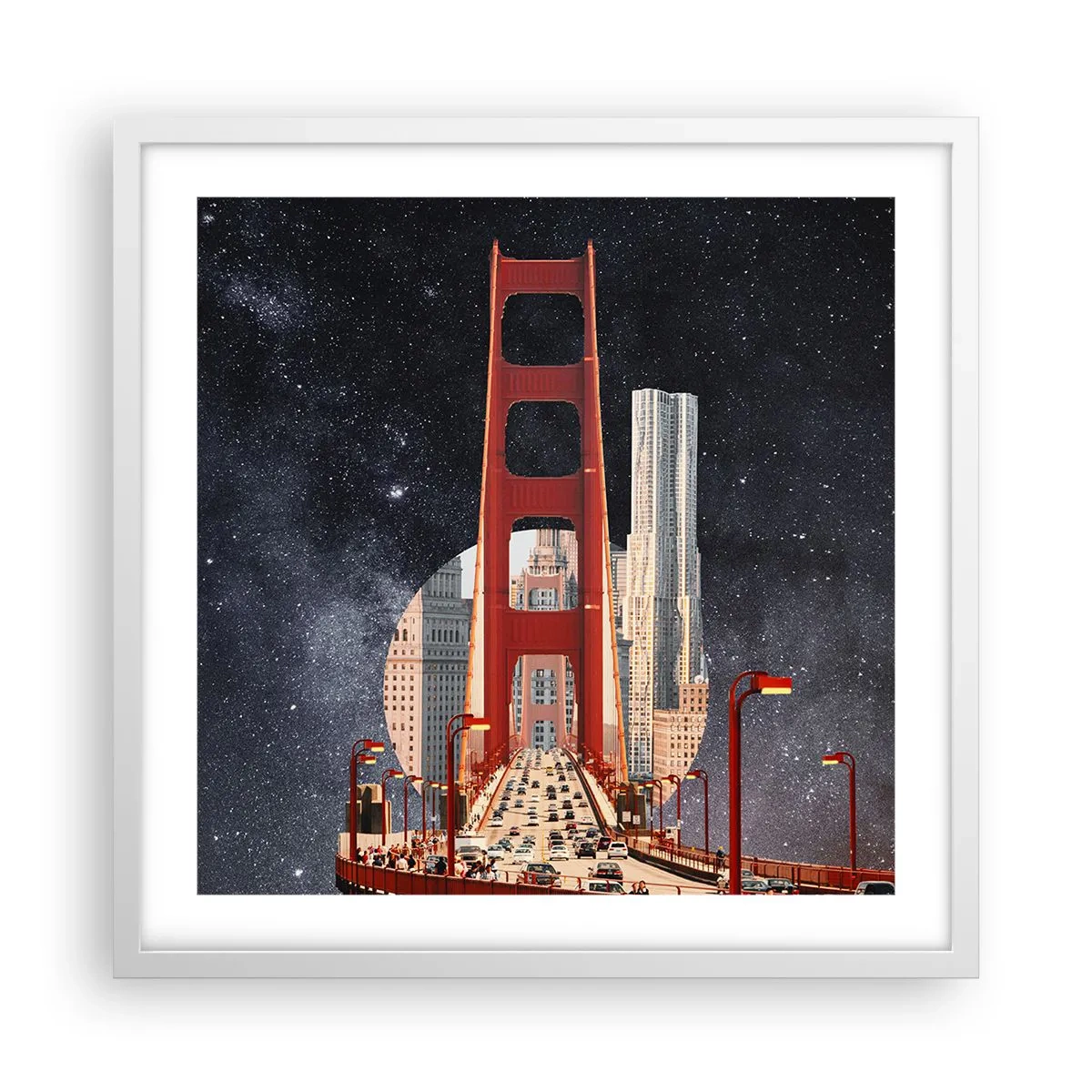 Póster en marco blanco - Siempre en el centro - 50x50 cm