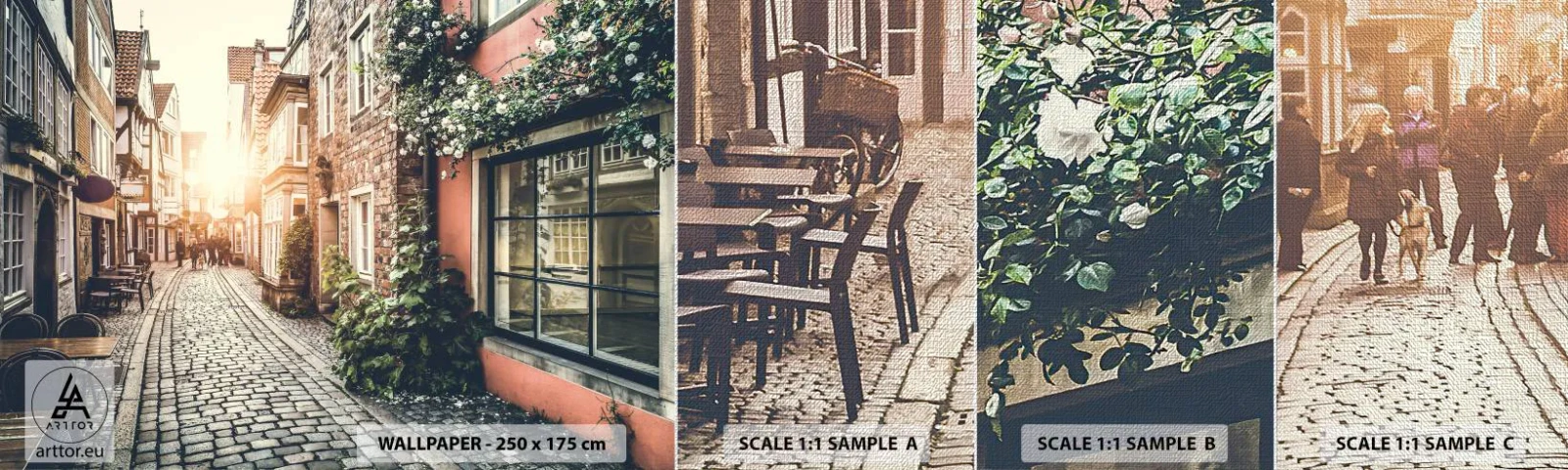 Muestra de fotomural Premium Canvas - El callejón de las rosas - Ciudad, Países Bajos, Arquitectura - 100x30 cm