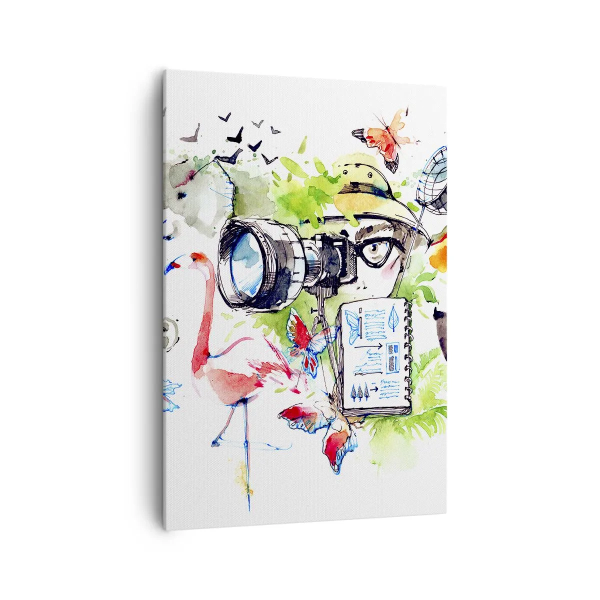 Cuadro sobre lienzo - Impresión de Imagen - Gráficos coloridos con temas de naturaleza y safari. - 70x100cm - En la objetivo de un viajero - Decoración de pared moderna para salón y dormitorio ARTTOR