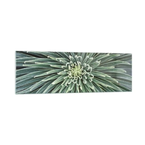 Cuadro sobre vidrio - Impresiones sobre Vidrio - Disposición simétrica de hojas verdes que se asemeja a una estrella. - 160x50cm - El nacimiento de una estrella - Decoración de pared moderna para salón y dormitorio ARTTOR