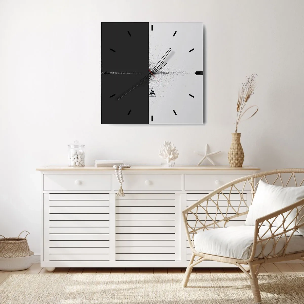 Reloj de pared - Reloj de vidrio - Un proyectil simbólico de estilo minimalista y abstracto. - 30x30cm - Directa al objetivo - Decoración de pared moderna para salón y dormitorio ARTTOR