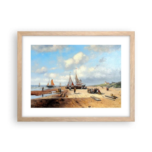 Póster en marco roble claro - Después de una pesca exitosa - 40x30 cm