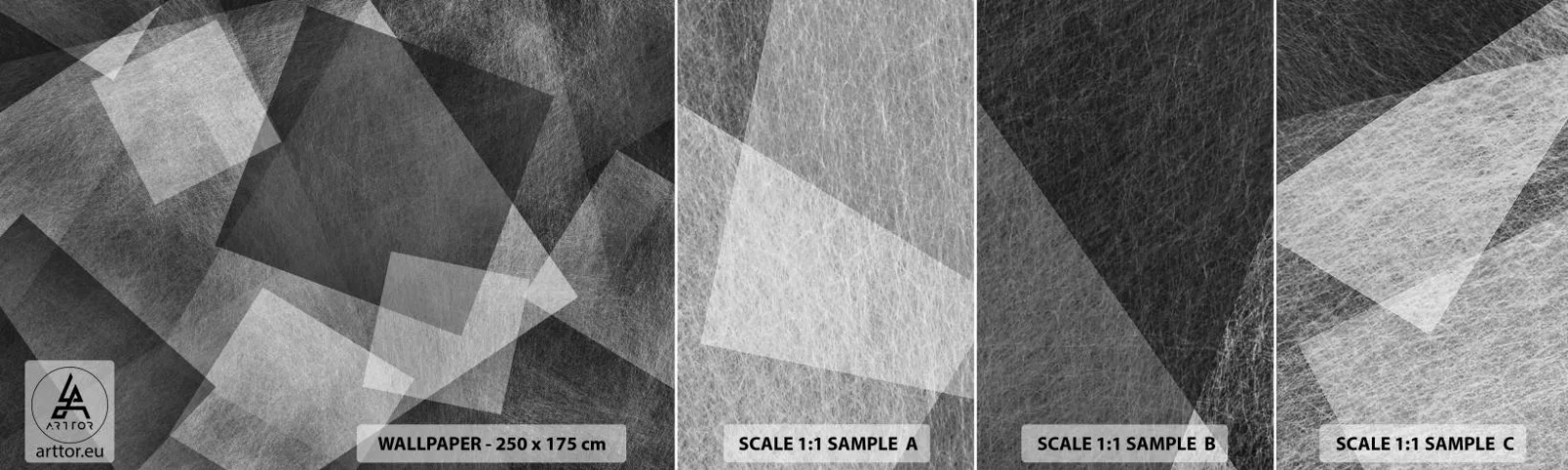 Muestra De Fotomural Standard Eco - Un símbolo eterno de permanencia y orden - Abstracción, Pedazo, En blanco y negro - 100x30 cm