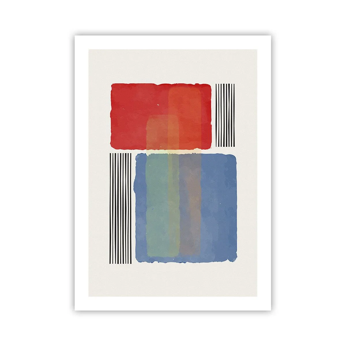 Póster - Composición abstracta con rectángulos rojos y azules. - 50x70cm - Espíritu y alma de la geometría - Decoración de pared moderna para salón y dormitorio ARTTOR