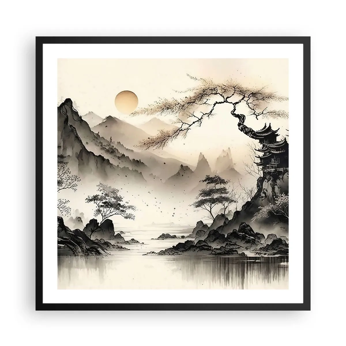 Póster en marco negro - El encanto único de Oriente - 60x60 cm