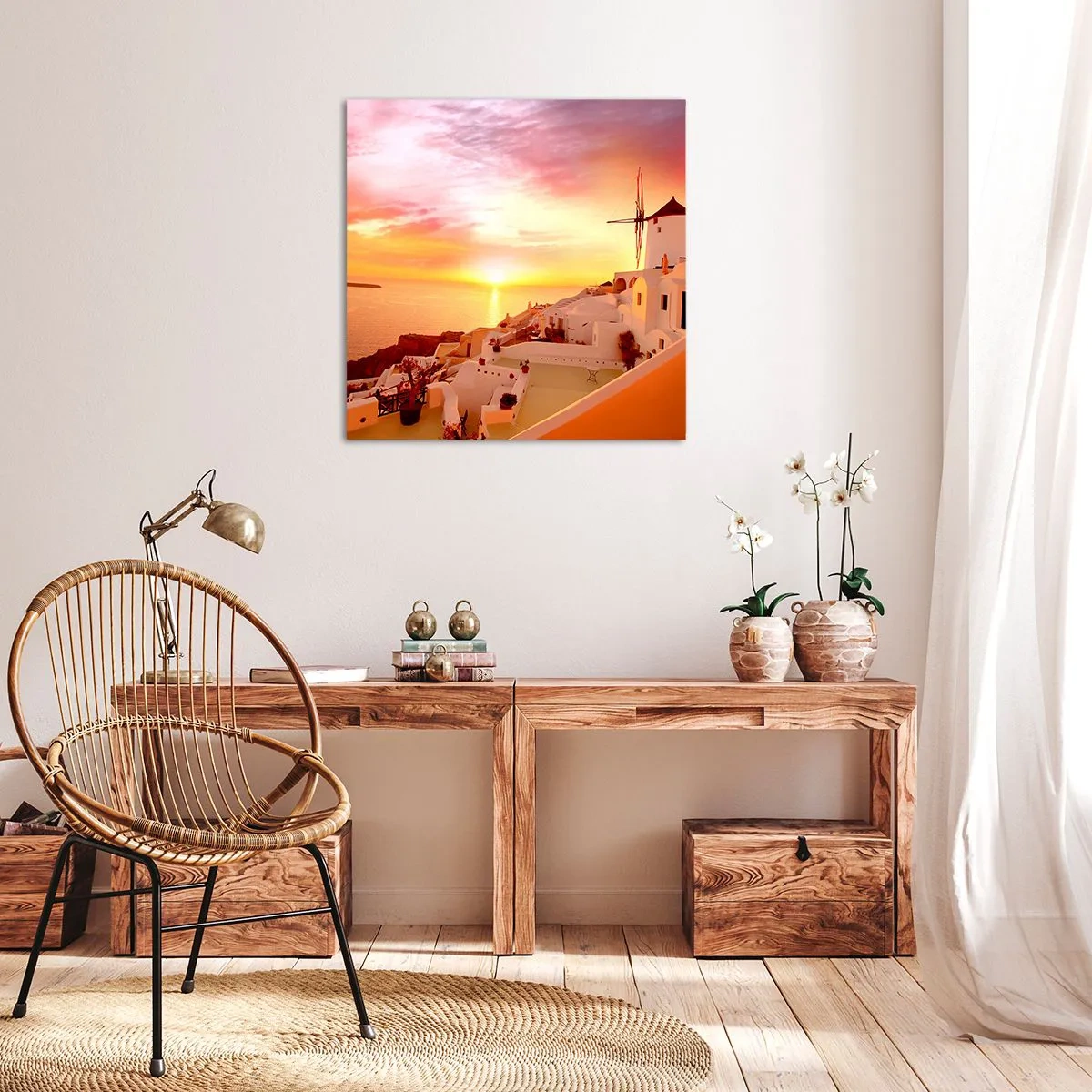 Cuadro sobre lienzo - Impresión de Imagen - Blanco y dorado - 50x50 cm