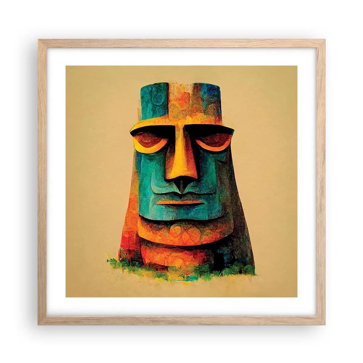 Póster en marco roble claro - Escultural, pero simpática - 50x50 cm