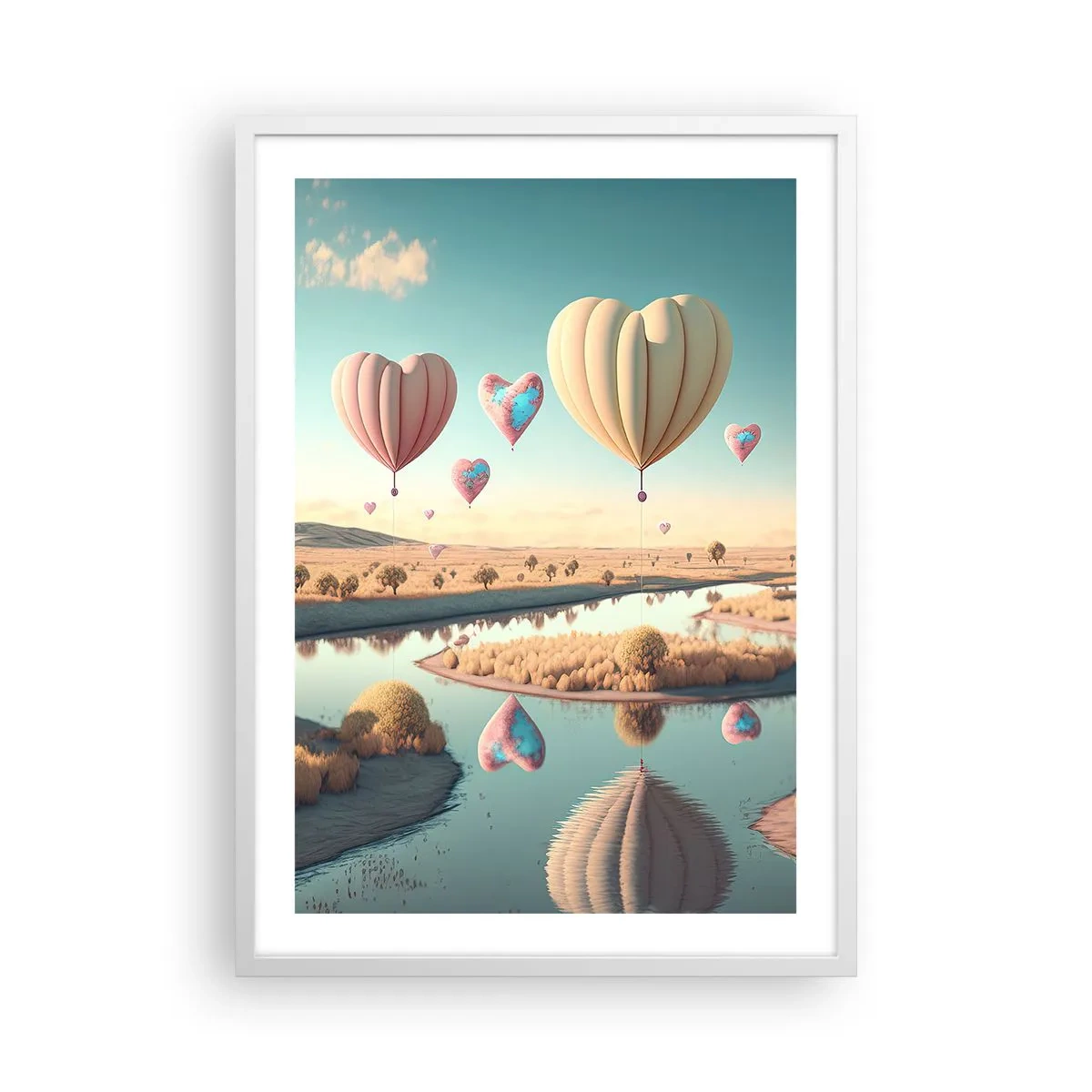 Póster en marco blanco - El amor te hace volar - 50x70 cm