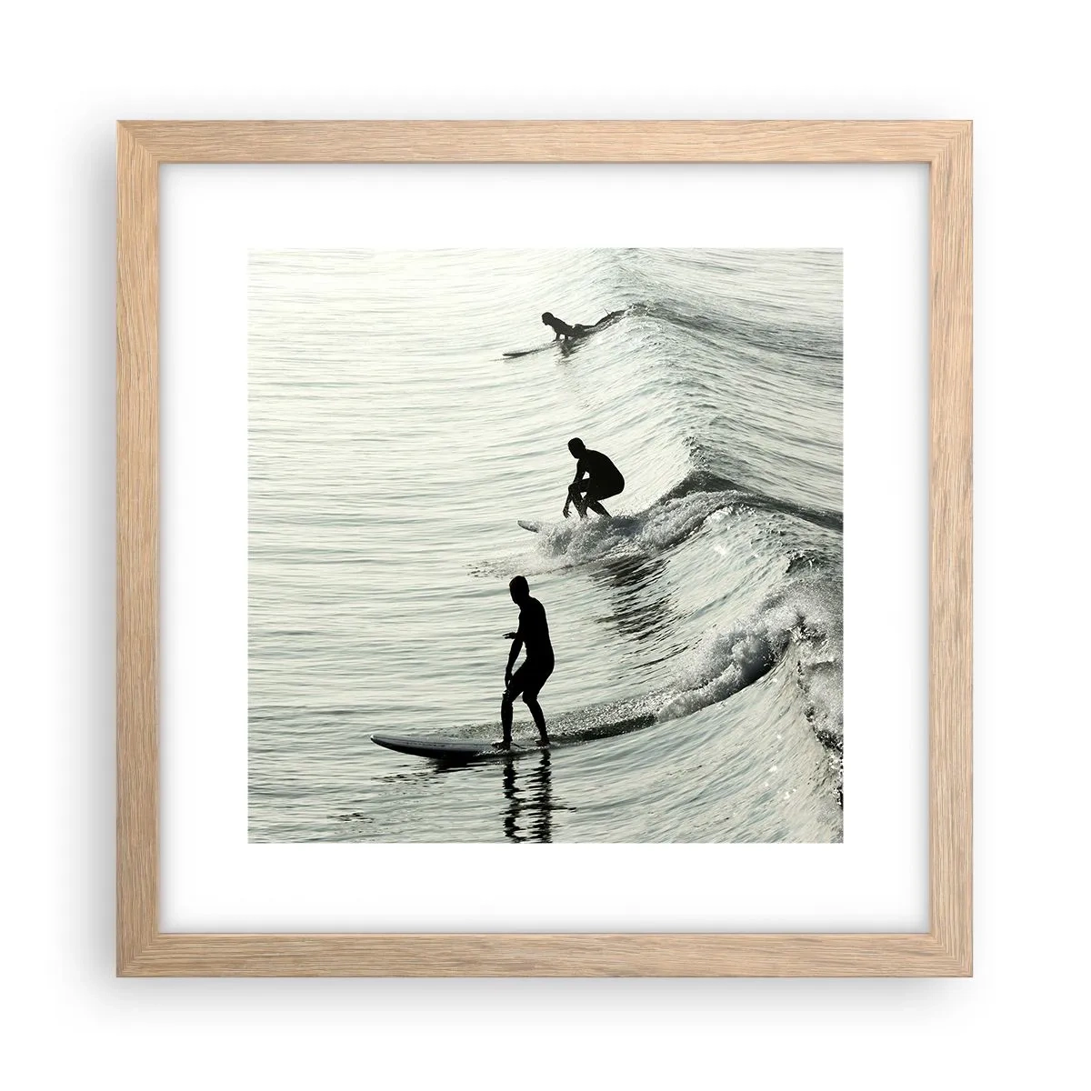Póster en marco roble claro - Al encuentro de la ola - 30x30 cm