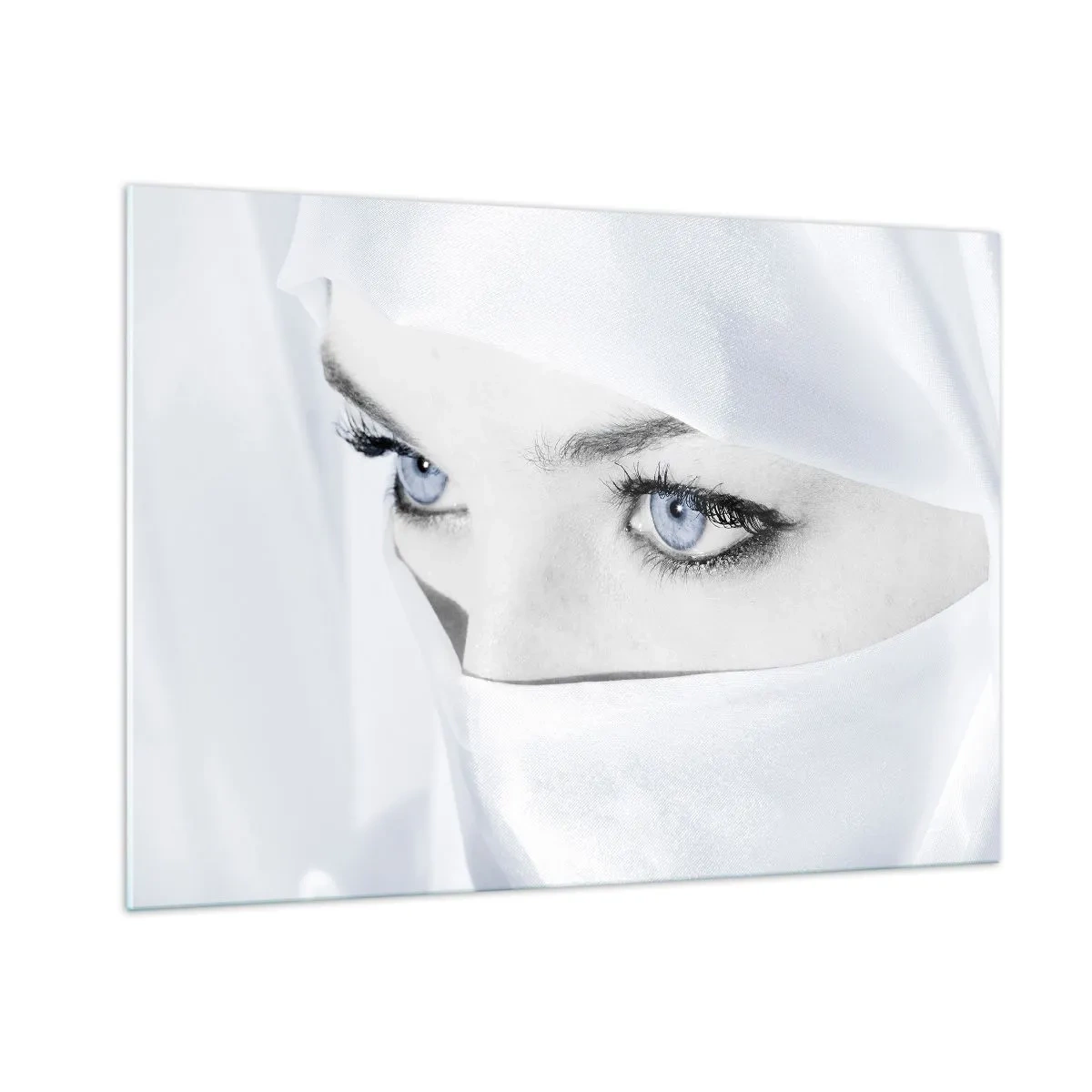 Cuadro sobre vidrio - Impresiones sobre Vidrio - Un retrato sutil con expresivos ojos azules. - 100x70cm - Directamente de las mil y una noches - Decoración de pared moderna para salón y dormitorio ARTTOR