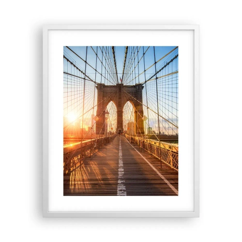 Póster en marco blanco - En el puente dorado - 40x50 cm