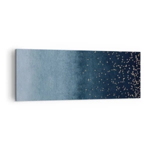 Cuadro sobre lienzo - Impresión de Imagen - Degradados azules con sutiles acentos dorados - 140x50cm - Composición - fases azules - Decoración de pared moderna para salón y dormitorio ARTTOR