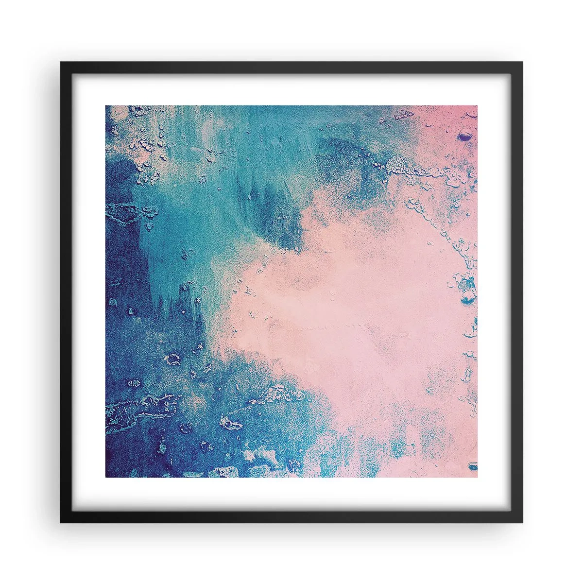 Póster en marco negro - Abrazo azul - 50x50 cm
