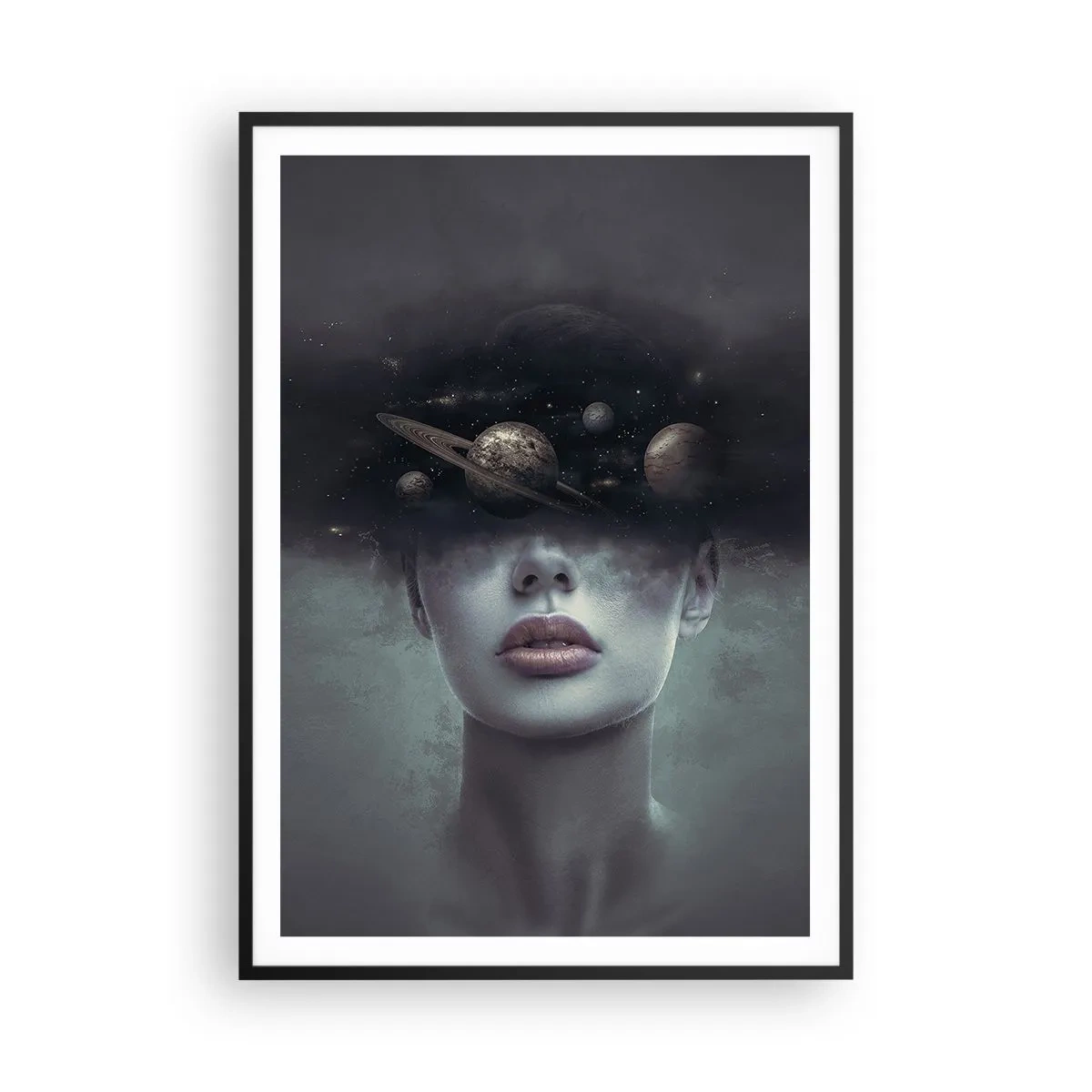 Póster en marco negro - Y los planetas sienten... - 70x100 cm