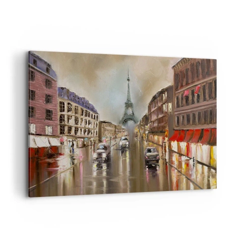 Cuadro sobre lienzo - Impresión de Imagen - Paisaje urbano nocturno de París con vistas a la Torre Eiffel - 120x80cm - Solo ella importa - Decoración de pared moderna para salón y dormitorio ARTTOR