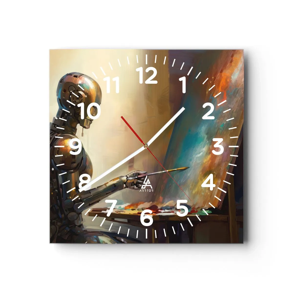 Reloj de pared - Reloj de vidrio - Arte del futuro - 40x40 cm