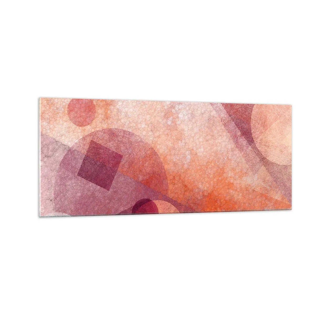Cuadro sobre vidrio - Impresiones sobre Vidrio - Transformaciones geométricas en rosa - 100x40 cm