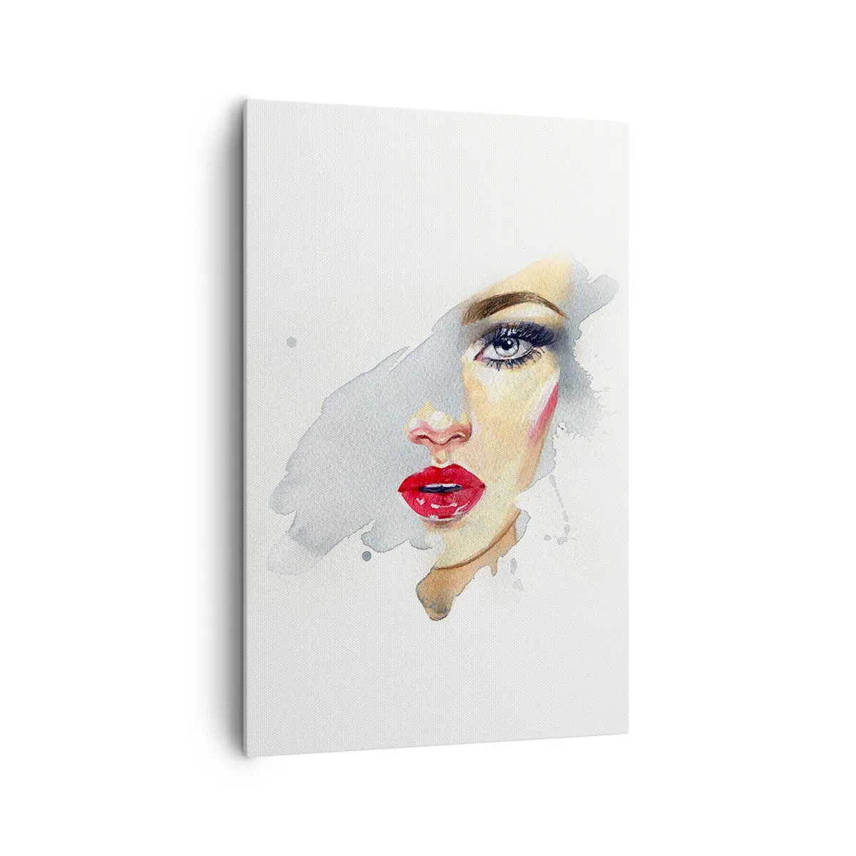 Cuadro sobre lienzo - Impresión de Imagen - Un retrato en acuarela de una mujer de mirada intensa. - 80x120cm - Reflejo en una gota de agua - Decoración de pared moderna para salón y dormitorio ARTTOR