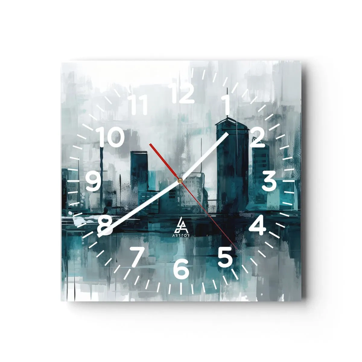 Reloj de pared - Reloj de vidrio - Ciudad color lluvia - 30x30 cm