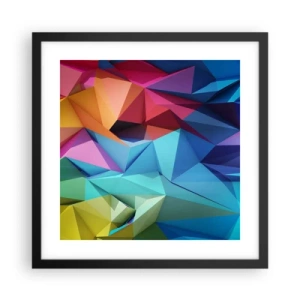 Póster en marco negro - Origami arco iris - 40x40 cm