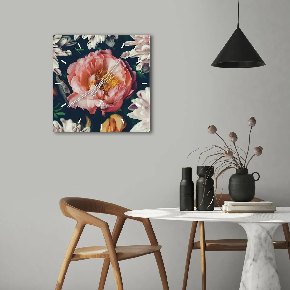 Reloj de pared - Reloj de vidrio - Con esplendor barroco - 40x40 cm