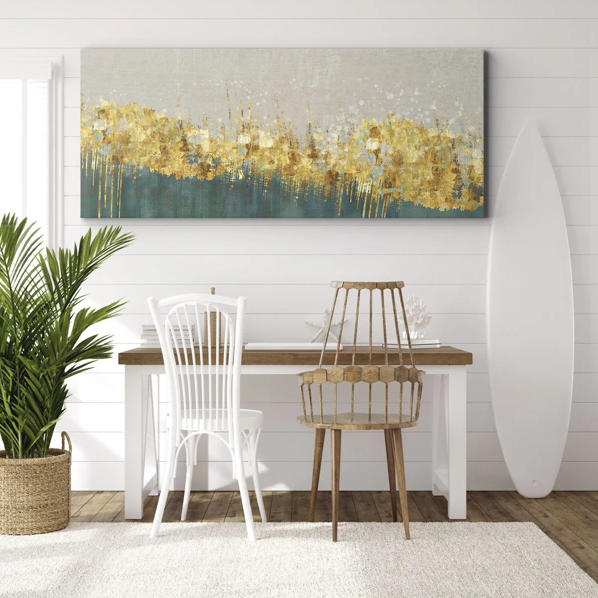 Cuadro sobre lienzo - Impresión de Imagen - La frontera dorada - 100x40 cm