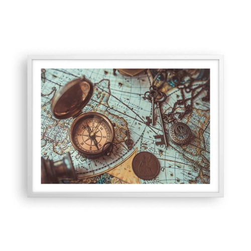Póster en marco blanco - Para el aventurero - 70x50 cm